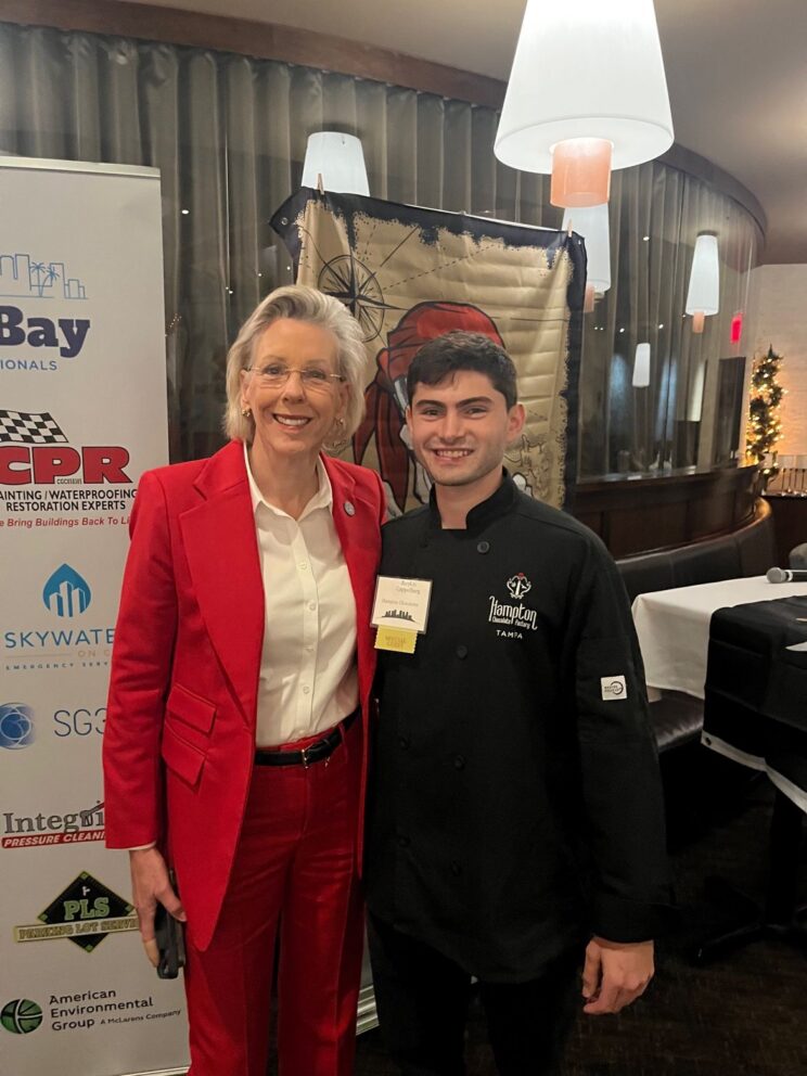 Mayor Jane Castor with the founder of Hampton Chocolate Factory