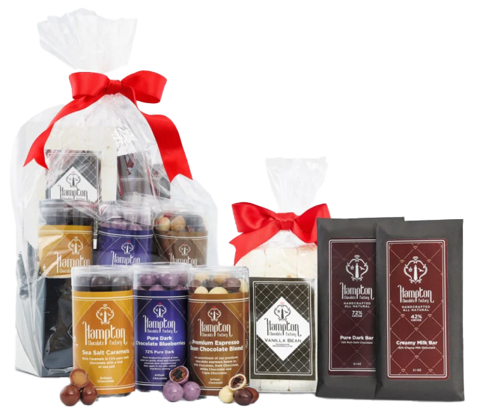 Gift basket with chocolate bars
