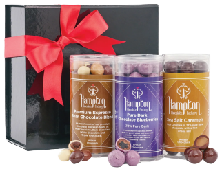 Assorted cylinders of chocolates