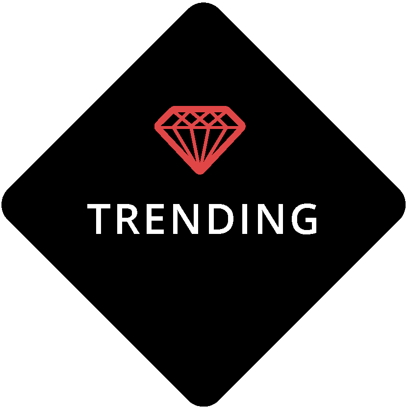 Graphic with the Hampton Chocolate brand red diamond above the text "Trending"